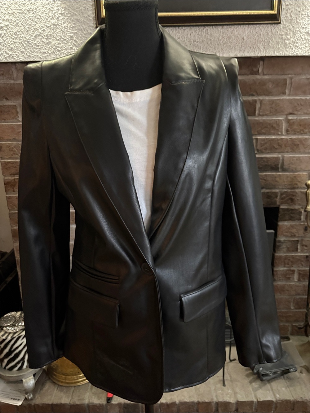 River Island Black Faux Leather Blazer